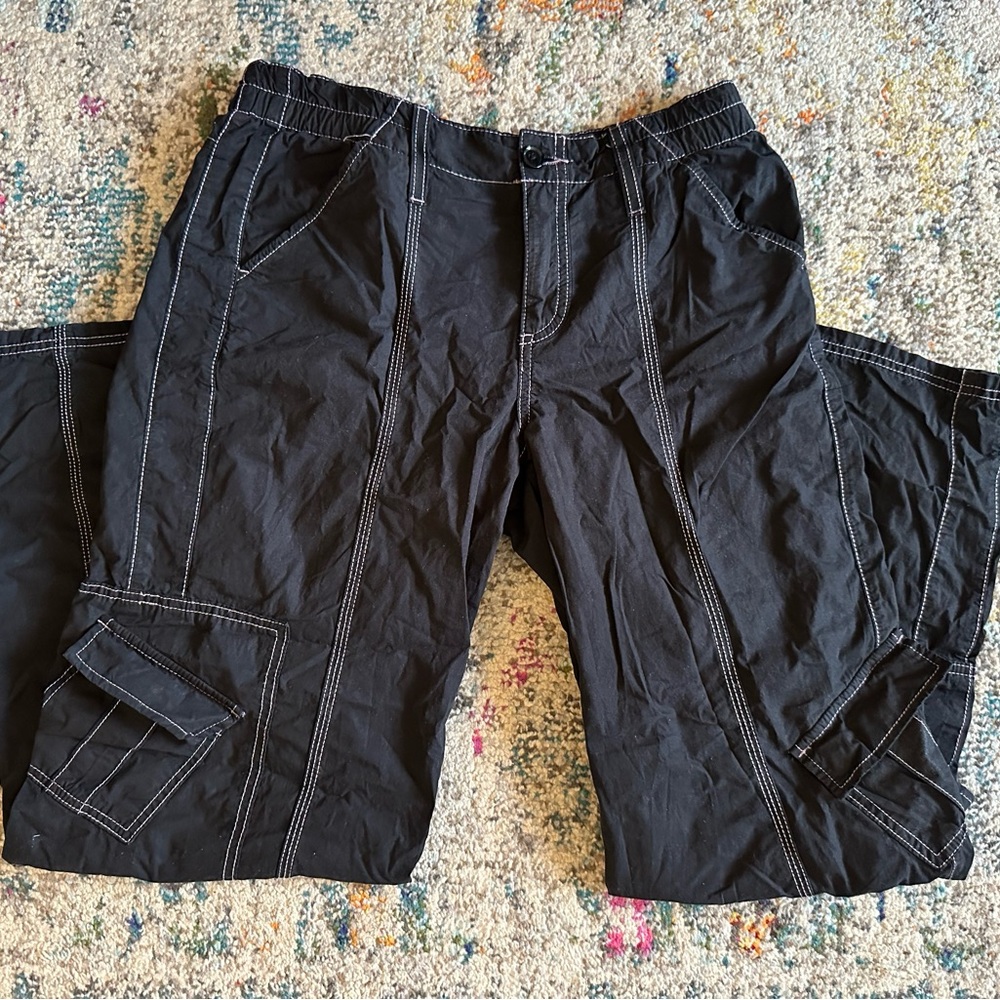 BDG Black Cargo Pants with Stitching